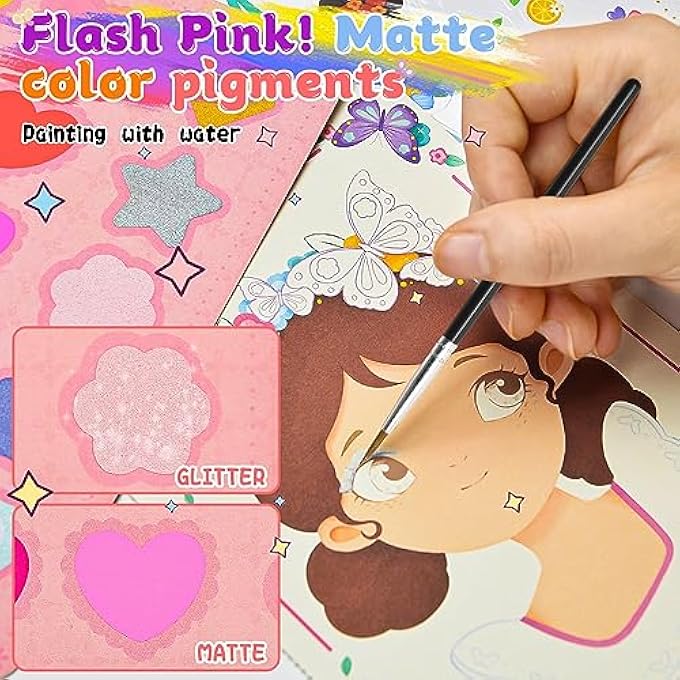 POKE ART DIY TOYS FOR GIRLS, WARMYARD CHILDHOOD INFINITE DREAM HAND-PAINTED POKE ART 3D CARTOON CHANGE DRESS EDUCATIONAL TOYS POCKET WATERCOLOR PAINTING BOOK POKE FUN PAINTING FOR KIDS - Image 2